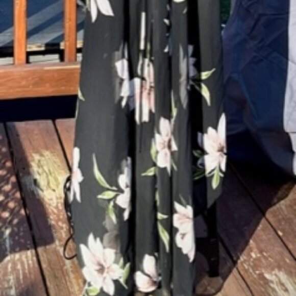 Lulus NWT All Mine Black Floral Print High-Low Lined Maxi Wrap Dress Size XS - Picture 8 of 15